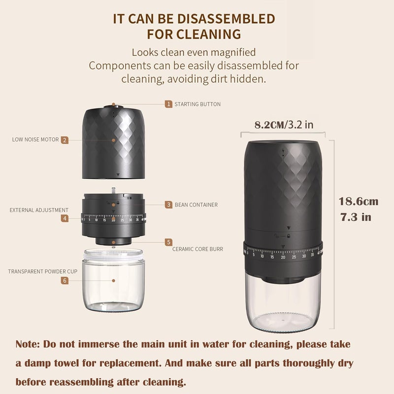 SIGBOT Coffee Grinders for Home Use,Portable Burr Coffee Bean Grinder Electric with Cleaning Brush,10 Cups Per Charge,Espresso Grinder for Travel, Camping, Home & Office. - Image 4
